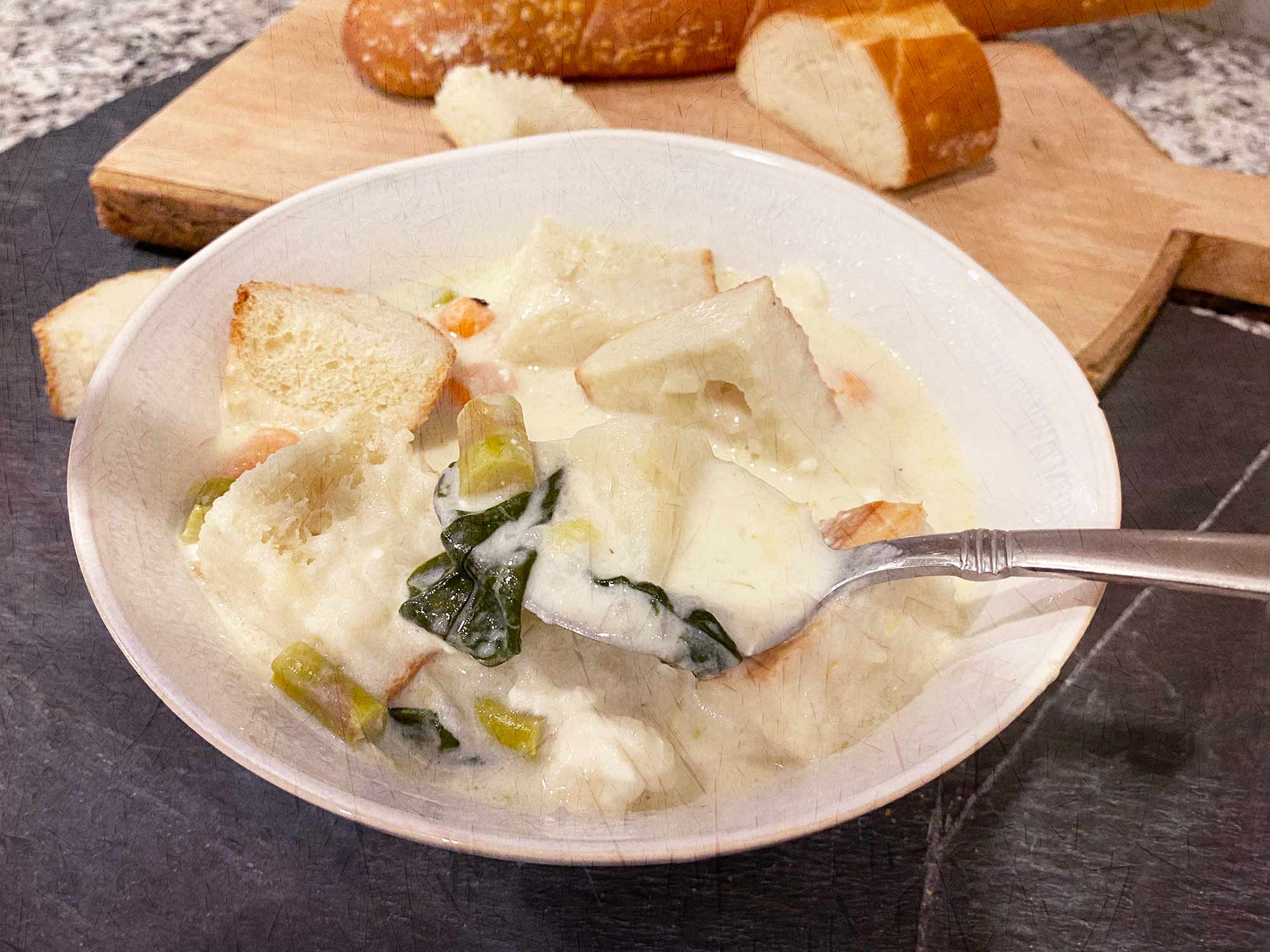 Creamy French Potato, Spinach – Asparagus Leek Soup